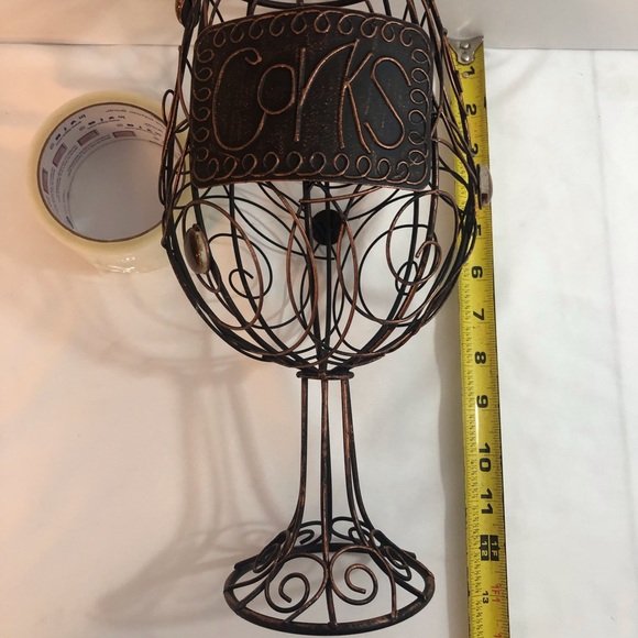 Metal Cork Holder Rustic Bronze Pedestal Retro Look Wine NEW - Picture 4 of 9